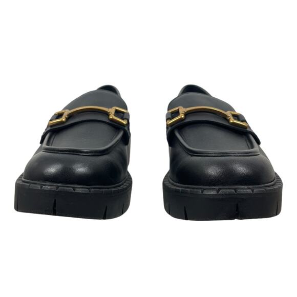 Mango Lug Sole Leather Loafer with Metallic Detail Black Size 38/ 7.5 - Picture 5 of 12